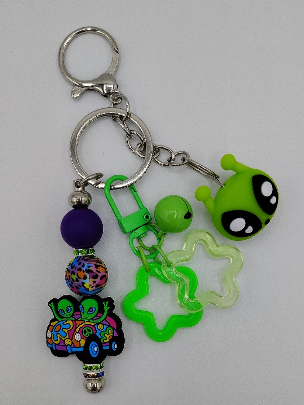 Handcrafted Y2K Neon Green Alien Keychain & Bag Charm